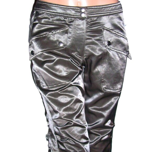 Bebe Khaki Green Shiny Capri Pants 4 - Picture 1 of 8